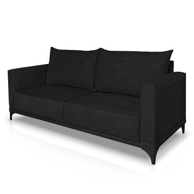 Sofá Living 2 Lugares 1,80m Horus Bouclê Pés De Aço - Pallazio Cor Preto