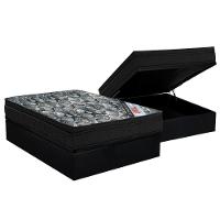 Cama Box Baú Casal: Colchão Molas Bonnel Ortobom Nanolastic Fort Tech ISO + Base CRC Suede Black(138x188) - 1