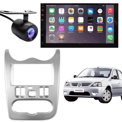 Central Multimídia Automotiva 2 Din MP5 Player 7 USB Bluetooth Câmera de Ré Moldura Prata