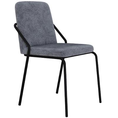 Cadeira Estofada Para Sala De Jantar Loft Preto C01 Linho Prata - Lyam Decor