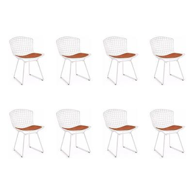 Kit 8 Cadeiras Bertoia Branca Com Assento Cobre