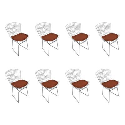 Kit 8 Cadeiras Bertoia Cromada Com Assento Sintético Marrom