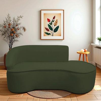 Divã Recamier Curvo Sala De Estar Recepção Marrocos 180cm Lado Direito Linho Verde