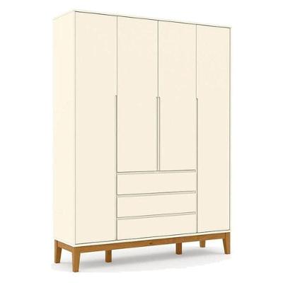 Guarda Roupa Infantil Nature Clean 4 Portas 3 Gavetas Off White Eco Wood MDF