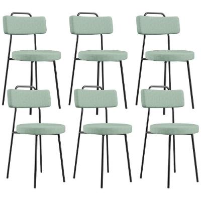 Kit 06 Cadeiras Decorativa Estofada Para Sala De Jantar Barcelona L02 Linho Verde Menta - Lyam Decor