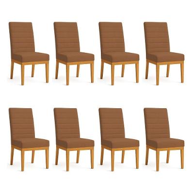 Kit 8 Cadeiras De Jantar Solana Veludo Base De Madeira - Pallazio Cor Terracota