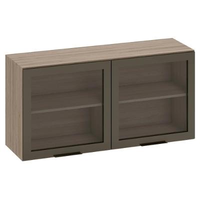 Armário Aéreo 120cm 2 Portas De Vidro Grace Carvalho Oak Z44 - Mpozenato