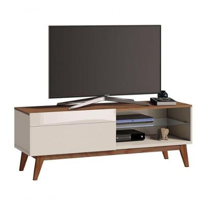 Rack Classic 1g 1.4 Off White Com Freijó - Imcal Móveis