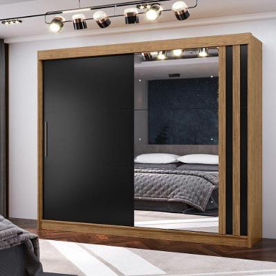 Guarda Roupa Guarda Roupa Seul 2 Portas Deslizantes 4 Gavetas Freijó-Negro MDF MX Móveis