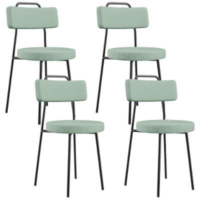 Kit 04 Cadeiras Decorativa Estofada Para Sala De Jantar Barcelona L02 Linho Verde Menta - Lyam Decor
