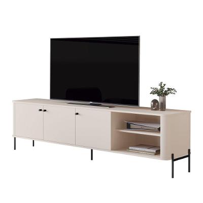 Rack Para Tv 1.8 Tucupi Off White Pe Preto - Moveis Jb