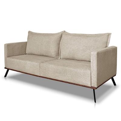 Sofá Living 2 Lugares 1,80m Atlantis Bouclê Pés De Ferro - Pallazio Cor Dourado