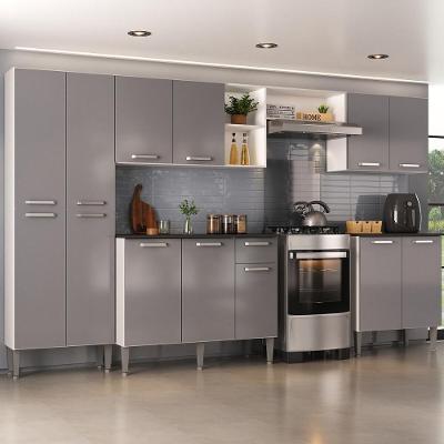 Armário Cozinha Modulada Completa 298cm Pequim Top Multimóveis Mp3768 Branco-lacca Fumê