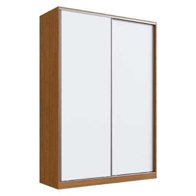 Guarda Roupa Casal Rc2002 Mdf 2 Portas 165 Cm Freijó Natura Branco Novam