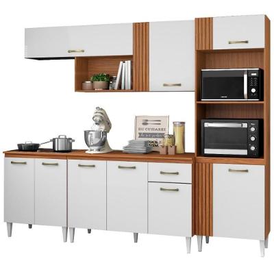 Cozinha Modulada Balcao Tampo 251 Cm Vitoria Armoveis - Cinamomo Branco