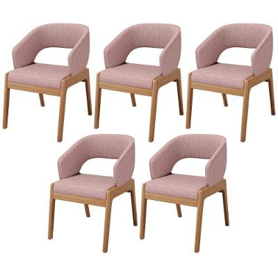 Kit 05 Cadeiras De Jantar E Estar Living Estofada Lince L02 Linho Rosa - Lyam Decor