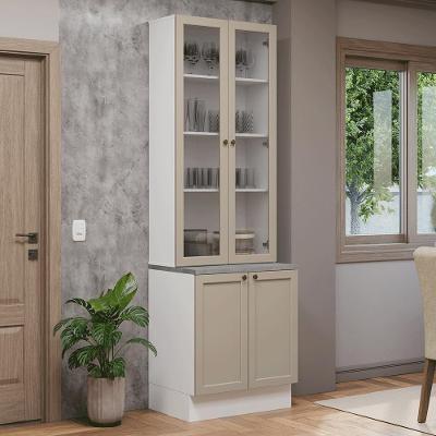 Kit Balcão + Cristaleira 70 Cm Branco-crema Vik Madesa 02 Branco-crema