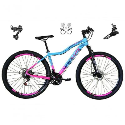Bicicleta Aro 29 Absolute Hera Feminina 24v Alumínio Câmbios Shimano Freio Hidráulico Azul-Rosa 17