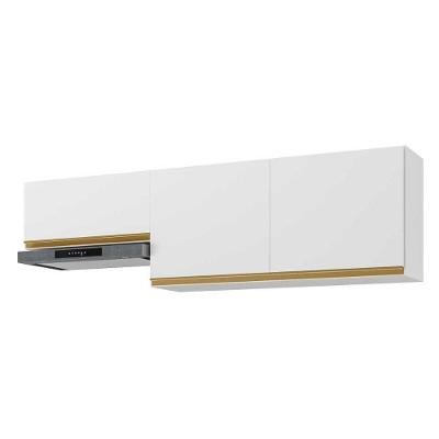 Kit 2 Armários De Cozinha Aéreos 190cm 3 Portas Veneza Multimóveis Mp2383 Branco-dourado