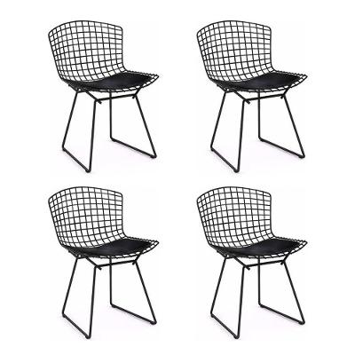 Kit 4 Cadeiras Bertoia Preta Com Assento Preto