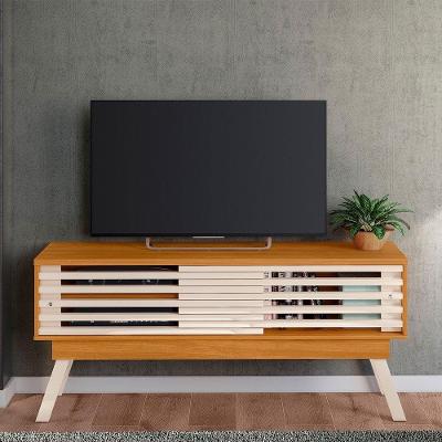 Rack Bancada Frizz 2 Portas Pés De Madeira - Pallazio Cor Cinamomo E Off White - Pallazio