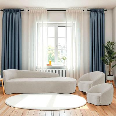 Kit Divã Recamier Orgânico França 200cm Lado Direito E 2 Poltronas Amore Linho Cor Rosê