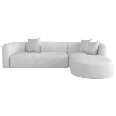 Sofá Modular Celinne Luxuoso Sala De Estar Decoração Luxo 265cm Suede Branco
