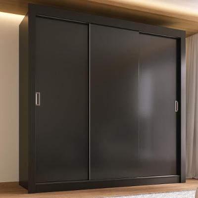Guarda-roupa Casal Multimóveis Barcelona 3 Portas De Correr Cr35401 Preto Preto