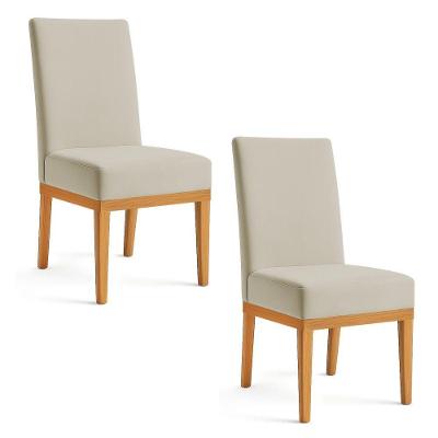 Kit 2 Cadeiras De Jantar Brisa Suede Cappuccino Base De Madeira - Pallazio