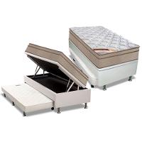 Cama Box Baú C/Auxiliar Solteiro: Colchão Molas Castor Bonnel Revolution + Base Black(88X188) - 1