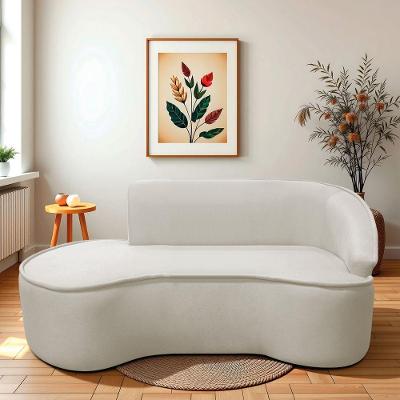 Divã Recamier Curvo Sala De Estar Recepção Marrocos 180cm Lado Esquerdo Linho Bege