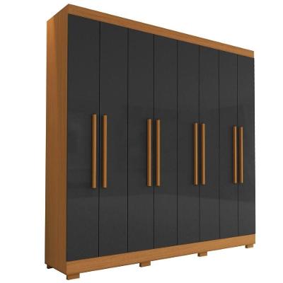 Guarda Roupa Casal Dubai 8 Portas 240 Cm Cinamomo Grafite Armoveis