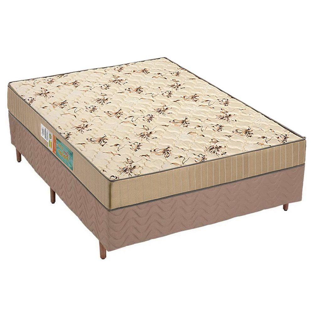 Cama Box Casal: Colchão Espuma D45 Polar Pérola Clean + Base CRC Rústico Clean(138x188) - 1