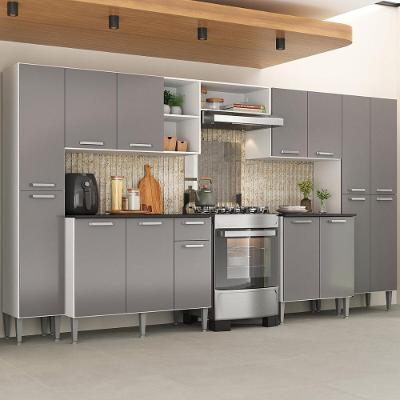 Armário Cozinha Modulada Completa 329,5cm Pequim Top Multimóveis Mp3767 Branco-lacca Fumê