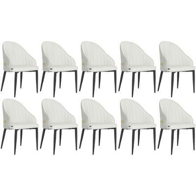 Kit 10 Cadeiras De Jantar Estofada Design La Martina Branca