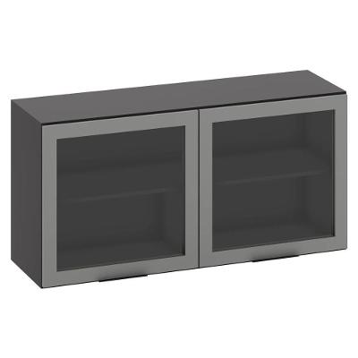 Armário Aéreo 120cm 2 Portas De Vidro Grace Grafite Z44 - Mpozenato