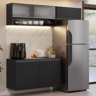 Armário De Cozinha Compacta 200 Cm Suspenso Preto