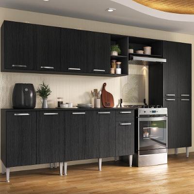 Armário Cozinha Modulada Completa 298cm Pequim Top Multimóveis Mp3770 Preto