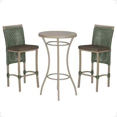 Mesa Bistrô E 2 Banquetas Roma Fendi Corda Estofado 9 Trama Verde