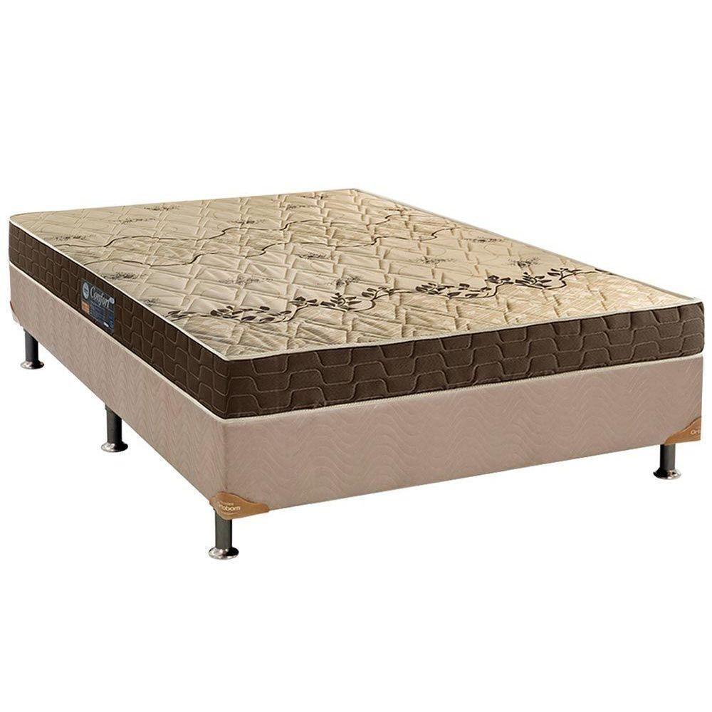 Cama Box Casal: Colchão Espuma Anjos D28 Confort + Base CRC Suede Clean(138x188) - 1