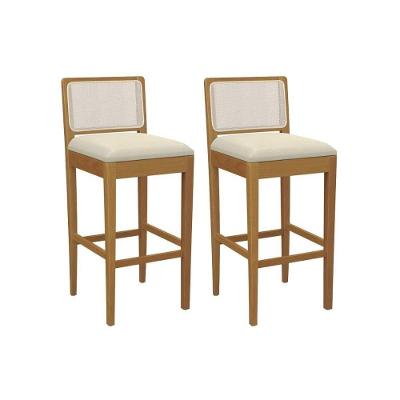 Kit 2 Banquetas Cozinha Sara Premium Madeira Maciça Bege