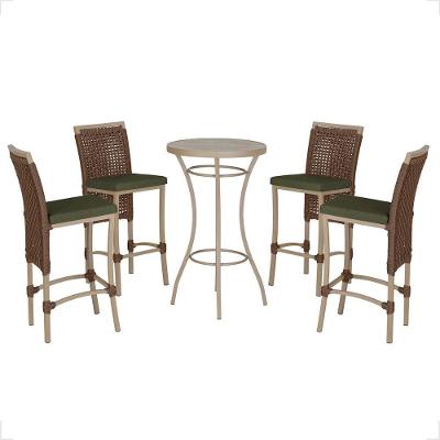 Mesa Bistro E 4 Banquetas Roma Fendi Corda Náutica 13 Trama Marrom