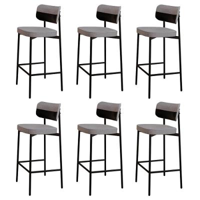 Banqueta Alta Bar Estofada Kit 6 Ella M25 Linho Cinza Cl-preto - Mpozenato