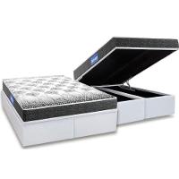 Cama Box Baú Queen: Colchão Espuma Probel D23 Guarda Costas Black + Base CRC Courano White(158x198) - 1