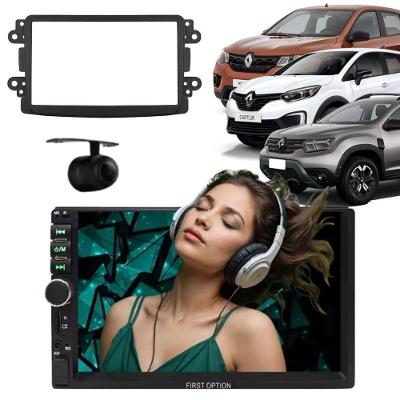 Central Multimídia Automotiva MP5 2 Din Sandero Expression 7 Full Touch Screen Bluetooth com Câmera