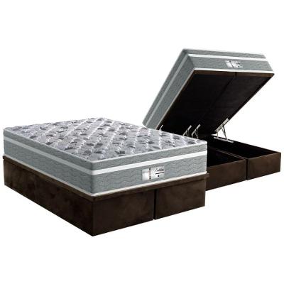 Cama Box Baú Queen: Colchão Molas Ensacadas Probel Evolution + Base Brown(158X198)