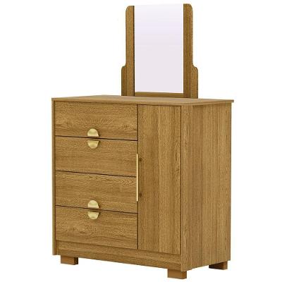 Cômoda Sapateira Com Espelho Para Quarto 1 Porta 4 Gavetas Paraty V01 Nature - Lyam Decor