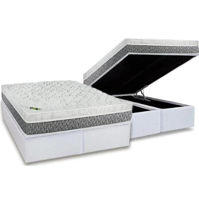 Kit Cama Box Queen MasterPocket Aspen One Side com Colchão Molas Ensacadas Baú