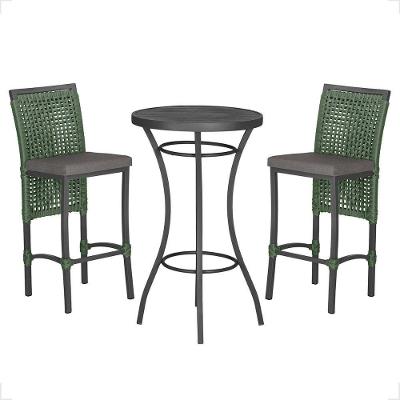 Mesa Bistro E 2 Banquetas Roma Preta Corda Náutica 11 Verde