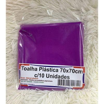 Kit Toalha de Mesa Quadrada Lisa Plástica 70x70cm 10 Peças Roxo OEM